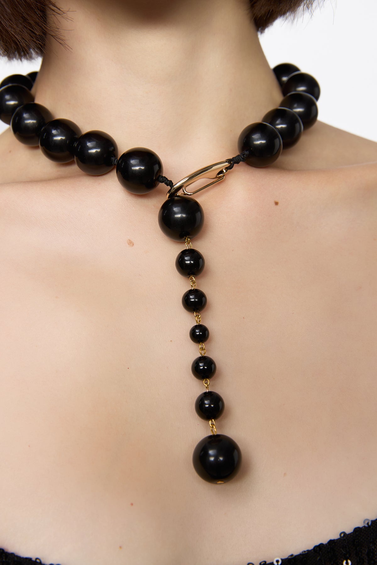Onyx big beads adjustable necklace