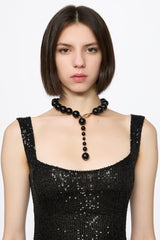 Onyx big beads adjustable necklace