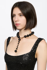 Onyx big beads adjustable necklace