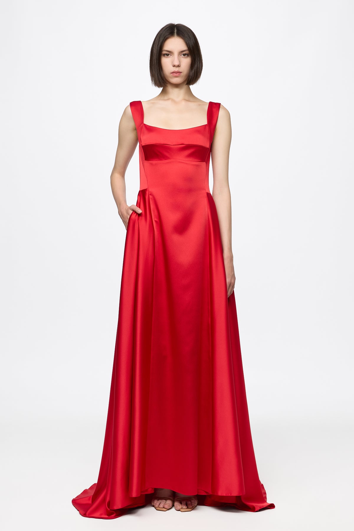 Red Satin Evening Dress