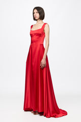 Red Satin Evening Dress