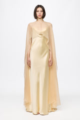 Slip Dress in vanilla yellow with cape