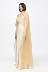 Slip Dress in vanilla yellow with cape