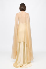 Slip Dress in vanilla yellow with cape
