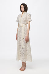 Midi shirt dress in ivory lace