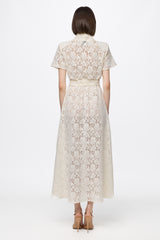 Midi shirt dress in ivory lace