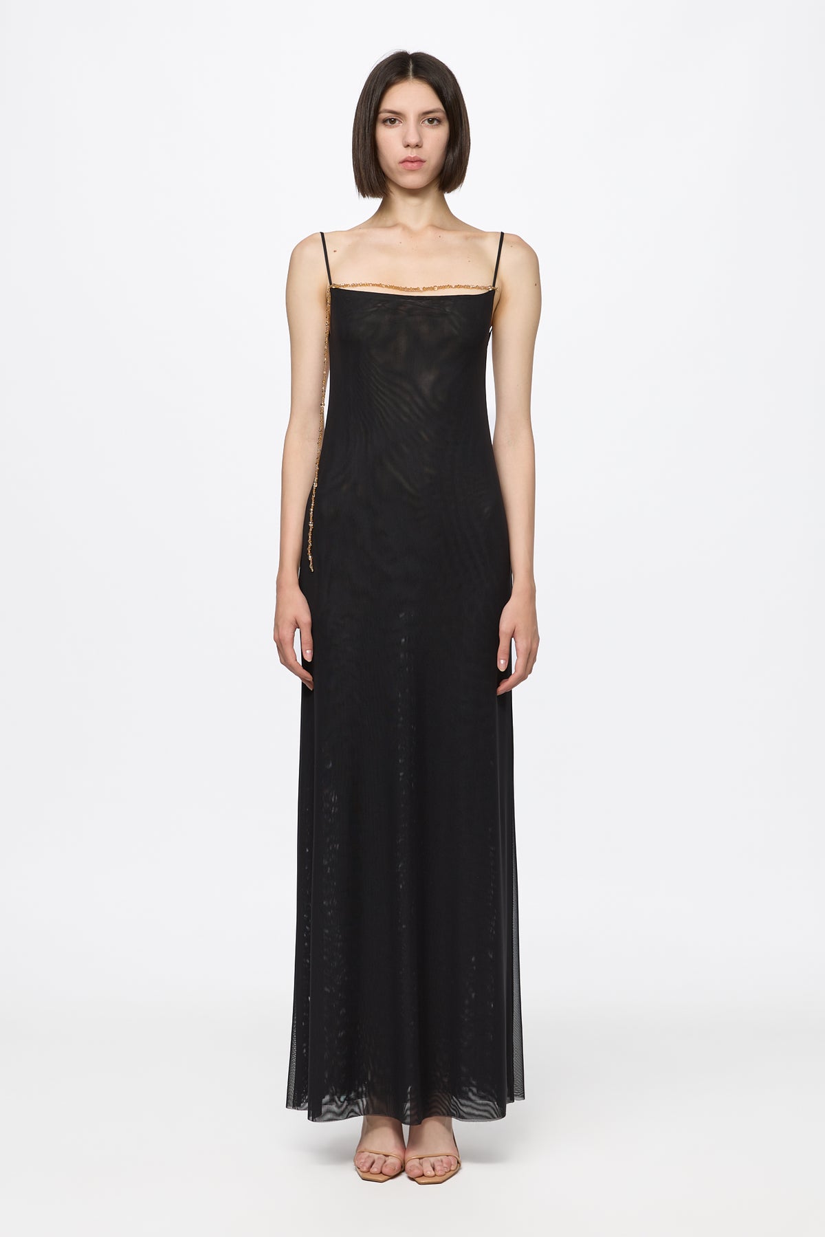 Tulle slip dress with crystal detail