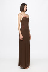 Tulle slip dress with crystal detail