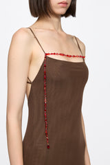 Tulle slip dress with crystal detail