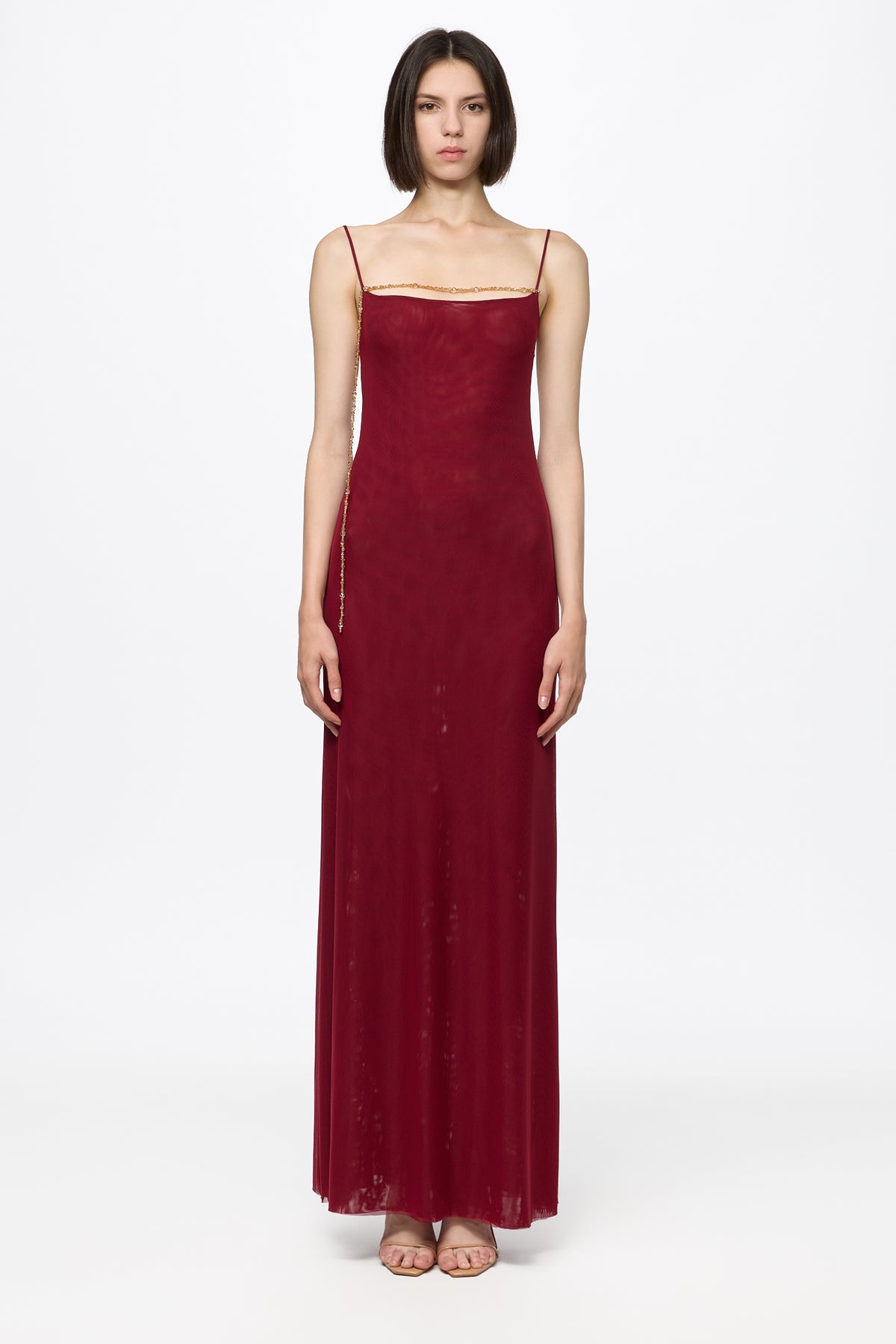 Tulle slip dress with crystal detail