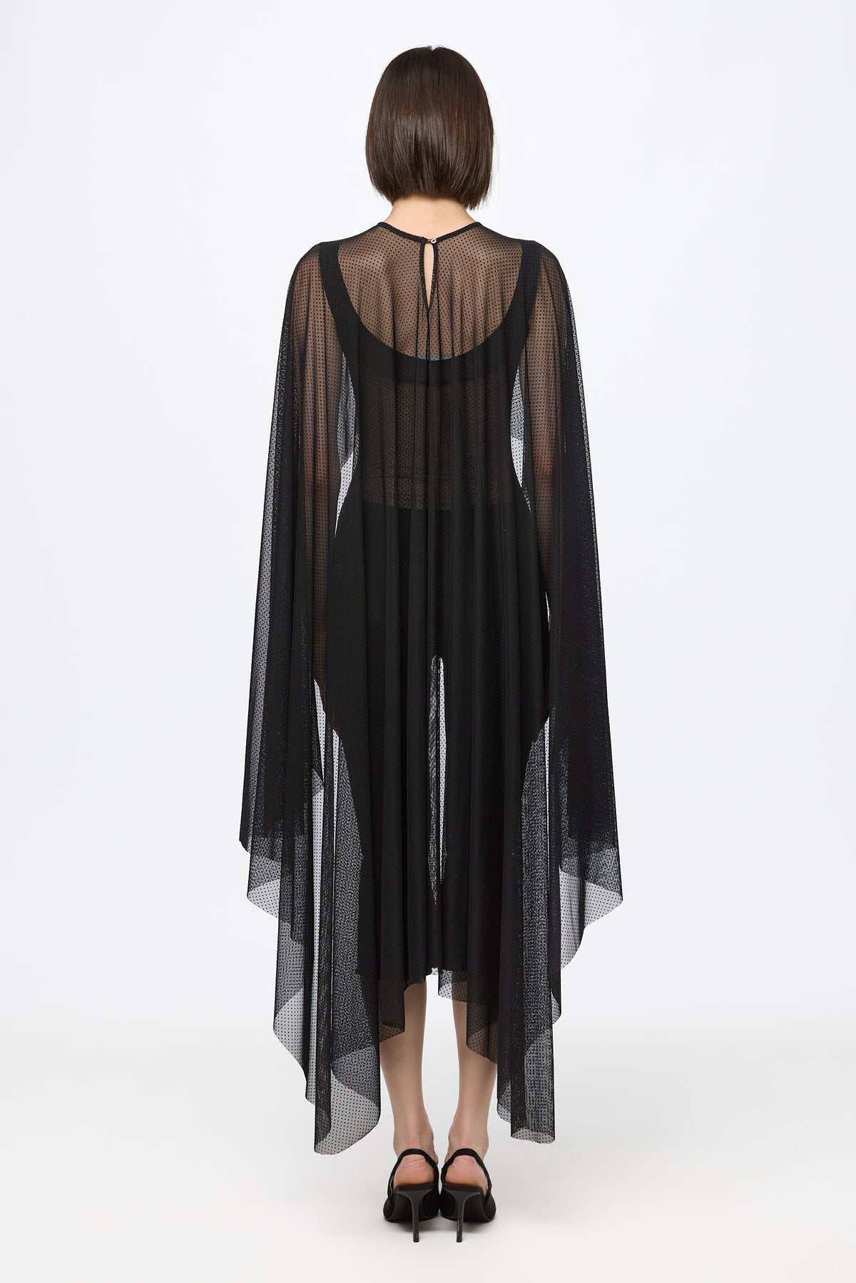 Mesh Cape in black with dots