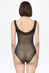 Mesh corset bodysuit with small dots