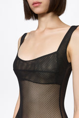 Mesh corset bodysuit with small dots