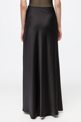 Black satin long skirt
