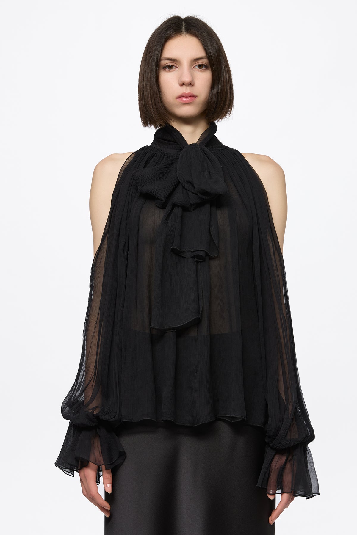 Black chiffon shirt