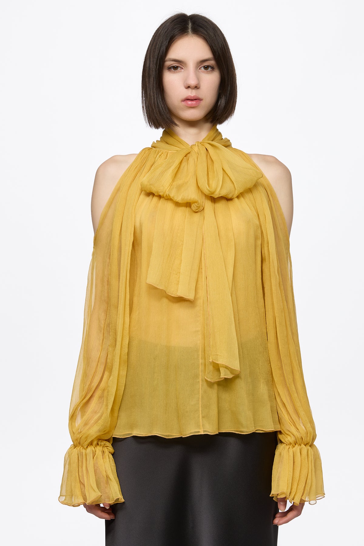 Yellow chiffon shirt