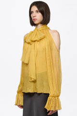 Yellow chiffon shirt