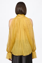 Yellow chiffon shirt