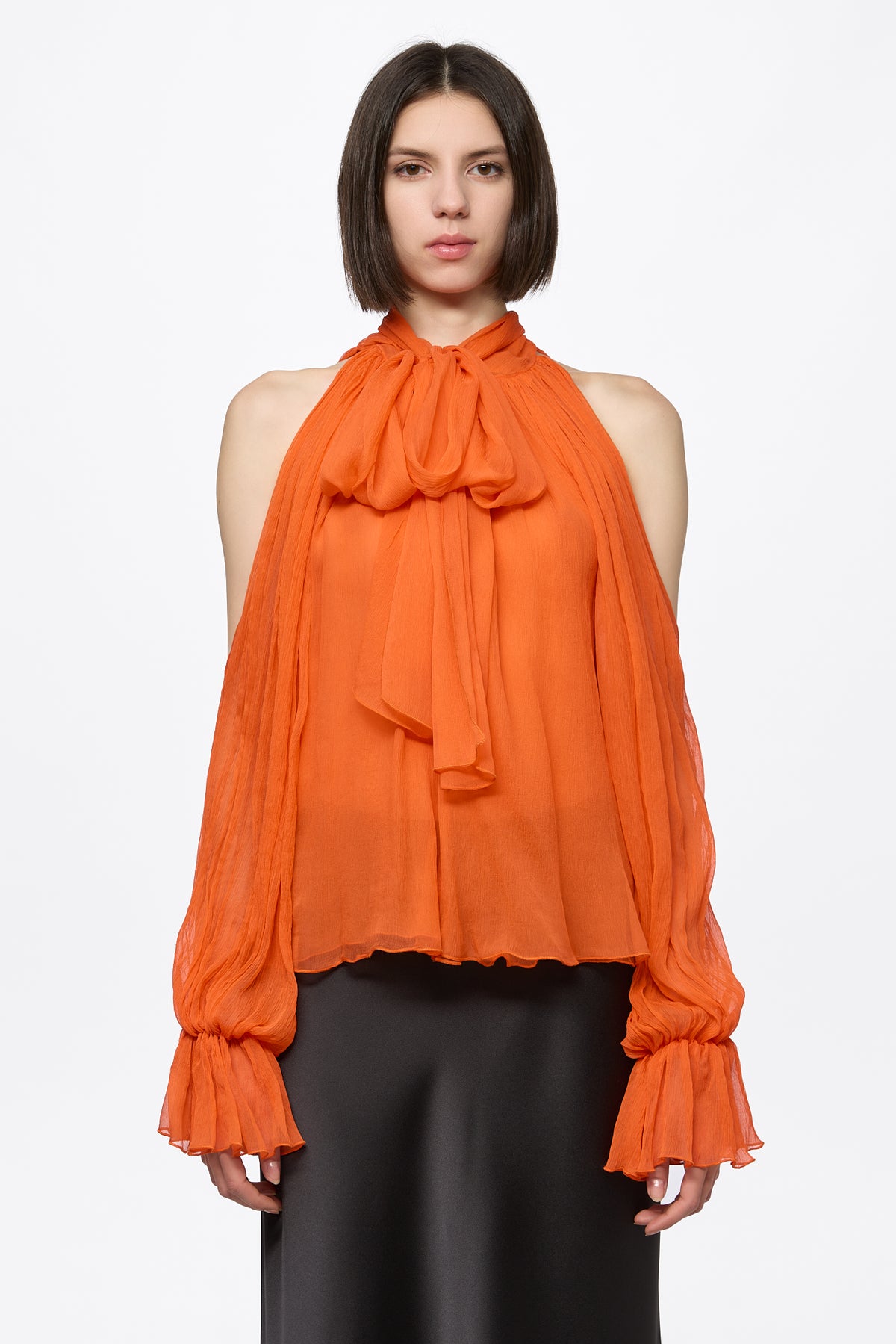 Orange chiffon shirt