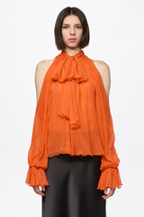Orange chiffon shirt