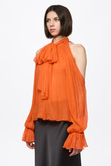 Orange chiffon shirt