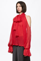 Red chiffon shirt