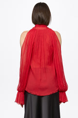 Red chiffon shirt
