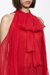 Red chiffon shirt