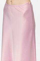 Pink satin long skirt