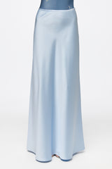 Blue satin long skirt