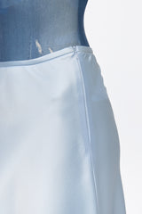 Blue satin long skirt