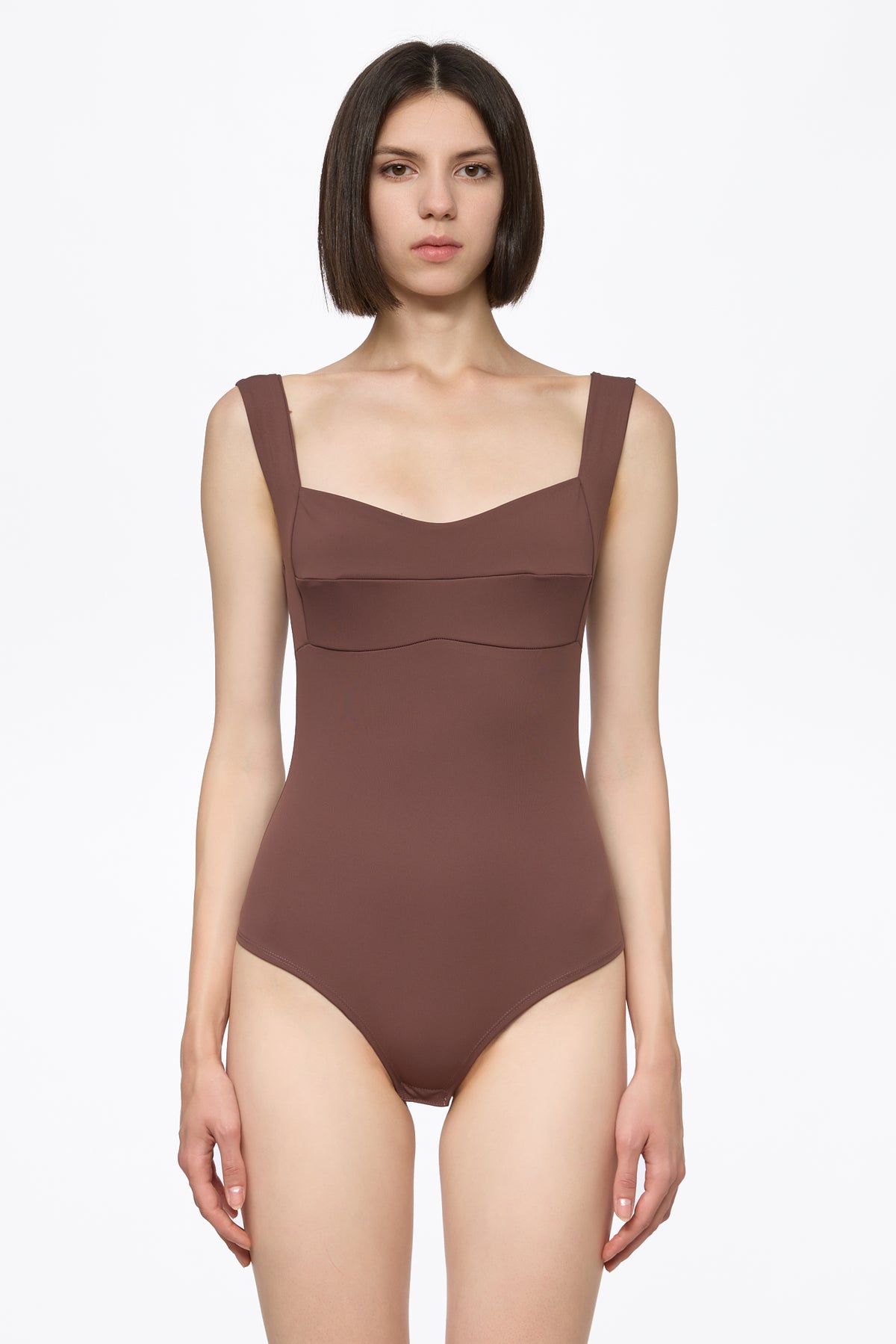 Corset bodysuit in milky brown