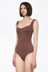 Corset bodysuit in milky brown