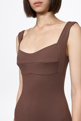 Corset bodysuit in milky brown