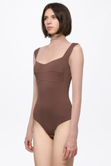 Brown Bodysuit with Bra corset