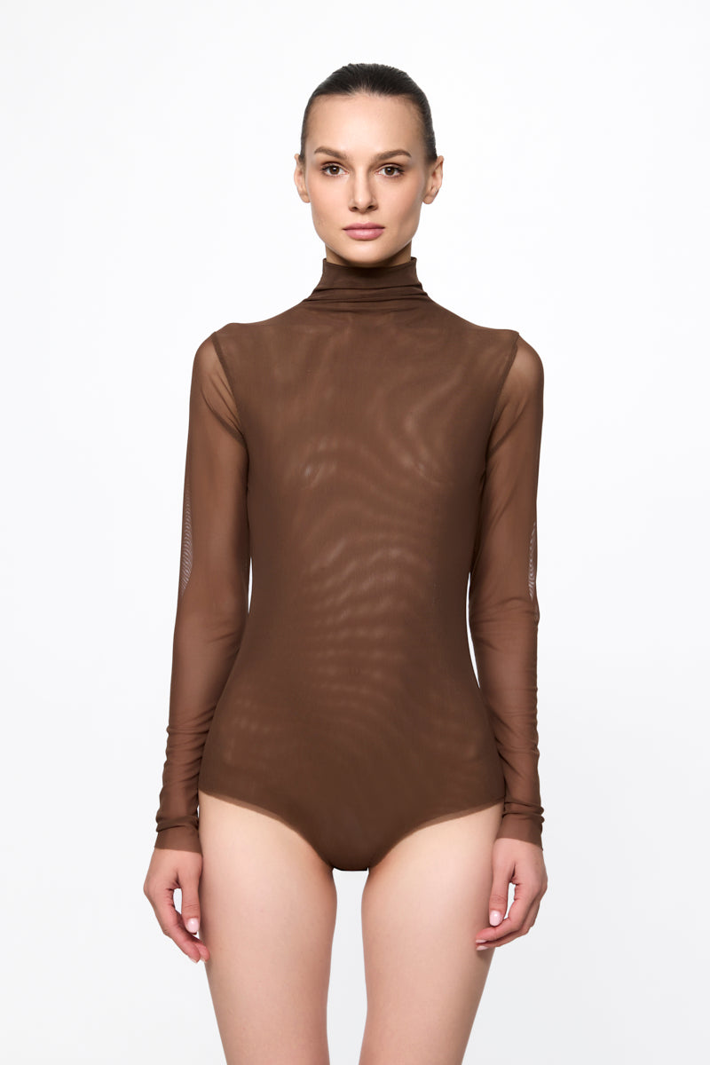 High neck tulle bodysuit