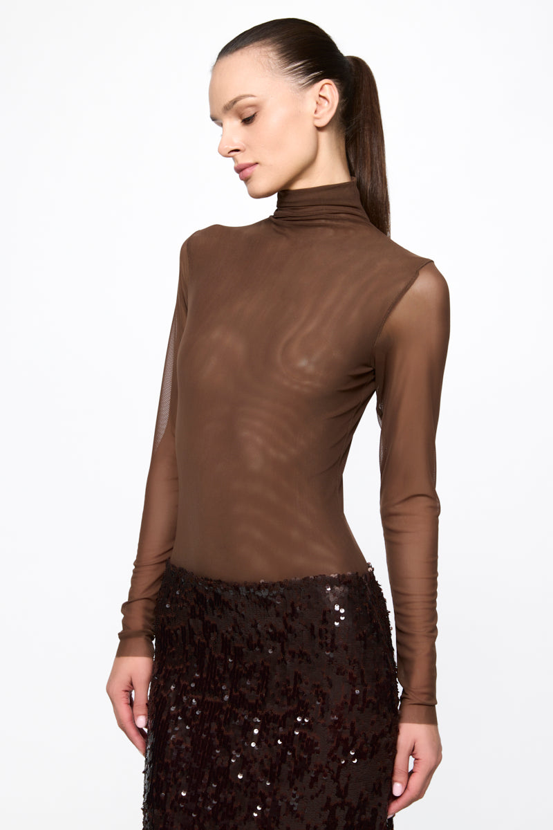 High neck tulle bodysuit