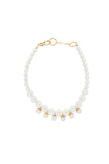 Pearl necklace with golden beads