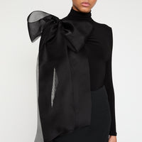 Black bow-detail blouse