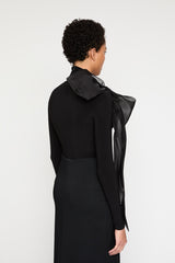 Black bow-detail blouse