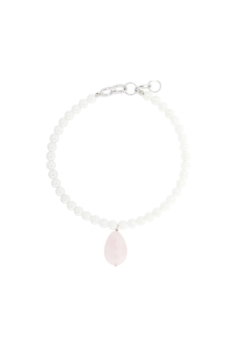Pearl necklace with quartz pendant