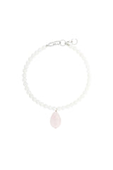 Pearl necklace with quartz pendant